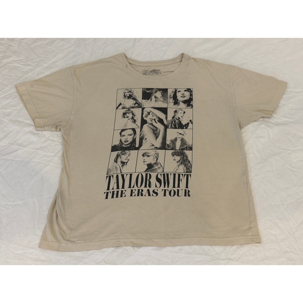 Taylor Swift The Eras Tour 2023-2024 Beige Graphic T-Shirt XL Tour Dates